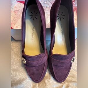 Isaac Mizrahi Suede Boca Turn Lock Loafers in Wine - Sz 9M